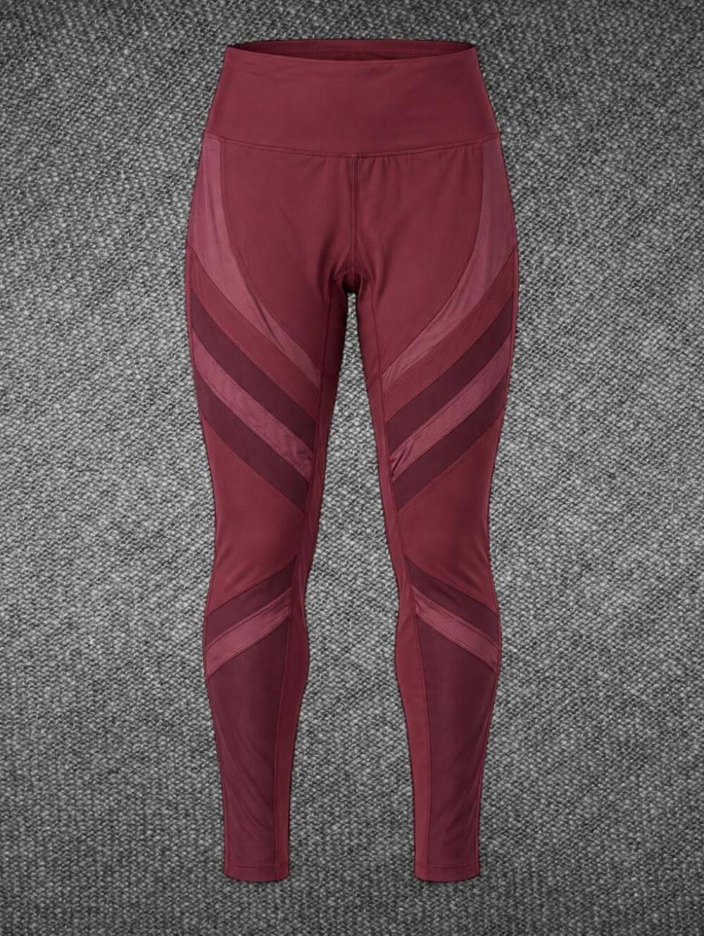 LA Society Burgundy Mesh Panel High-Rise Leggings Size L